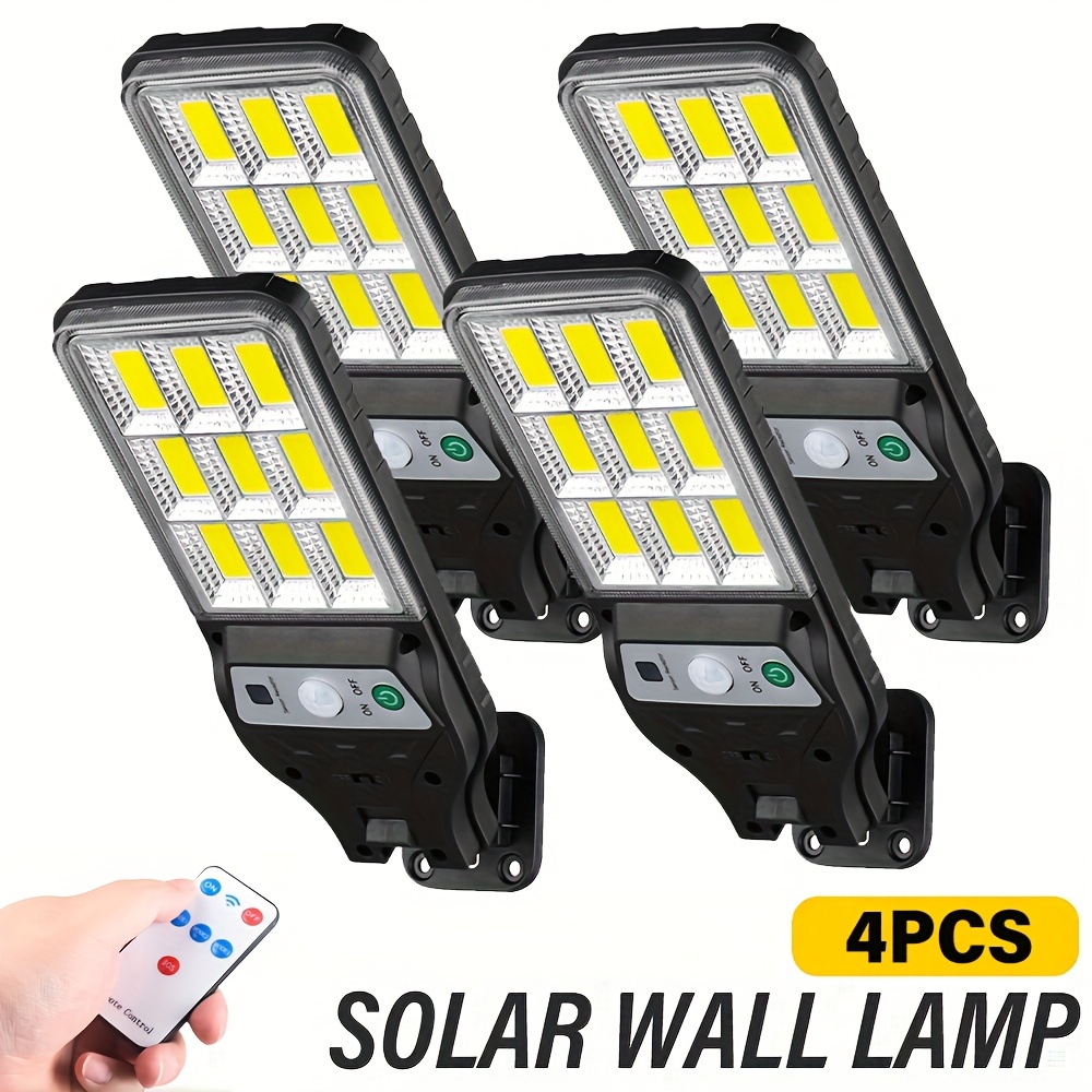 4pcs commercial street solar wall sconce adjustable angle 9cob ir sensor wall sconce with motion sensor commercial   floodlight with remote control for patios gardens street fences gazebos and decks