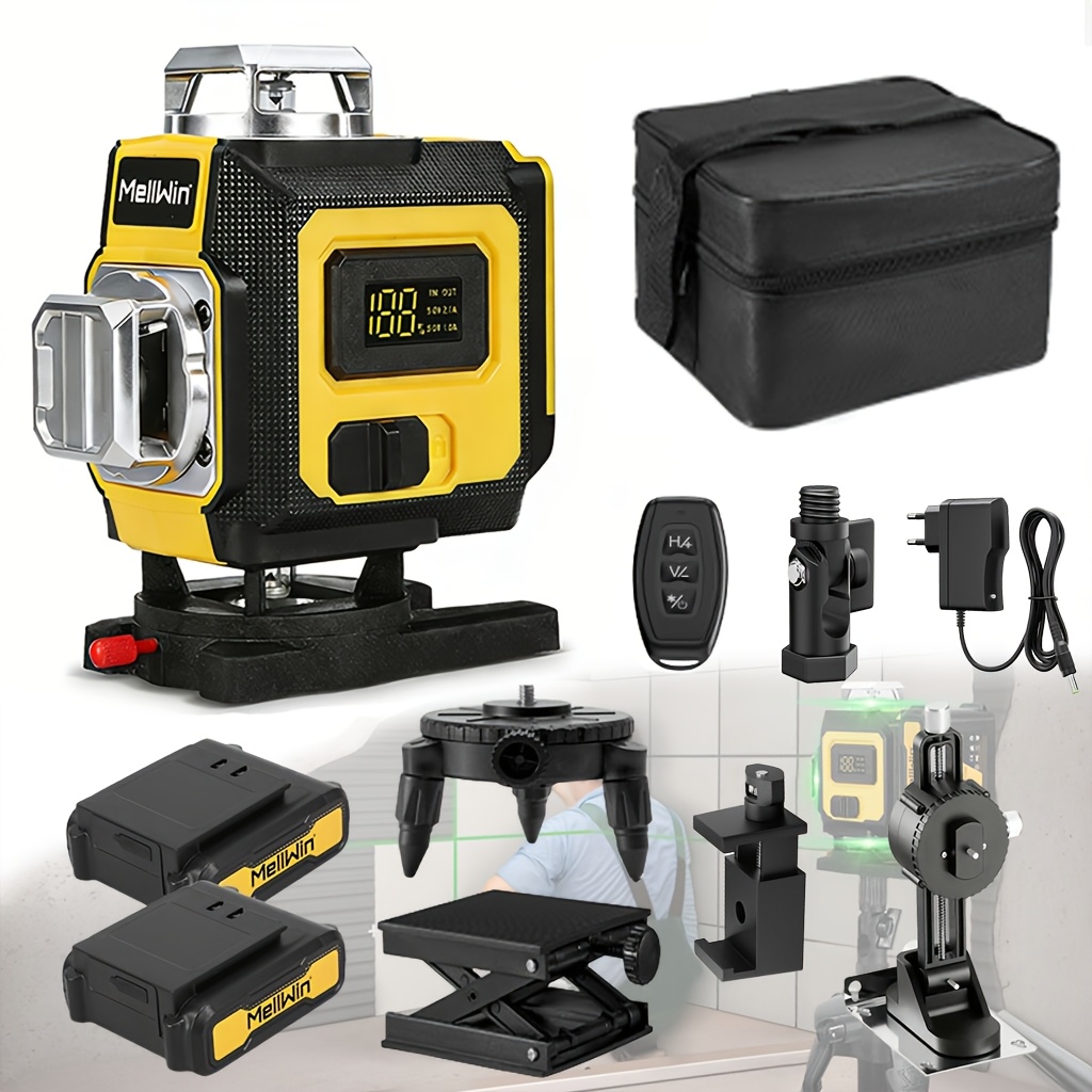 1 Set 16 Line 4d , 4x360° Green Cross Line Laser Level Tool For Home Decoration, Construction And Picture Hanging