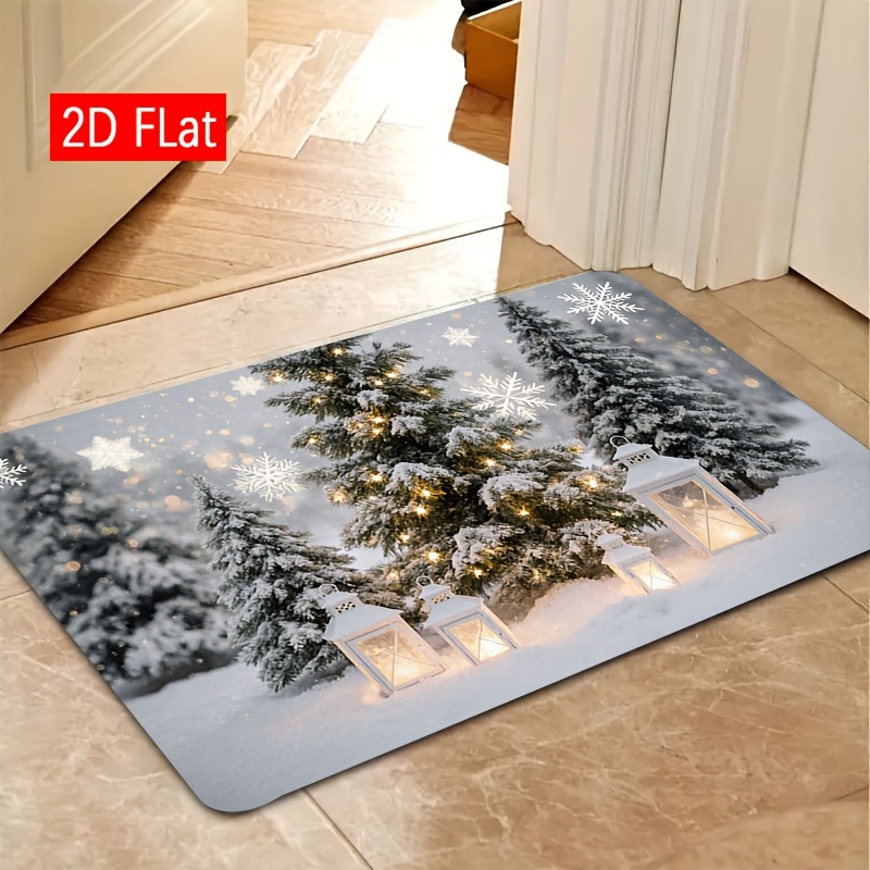 TEMU Paillasson 1 pièce à motif d'arbre imprimé, tapis de porte en flanelle douce et confortable, tapis d'entrée intérieur/extérieur, convient pour