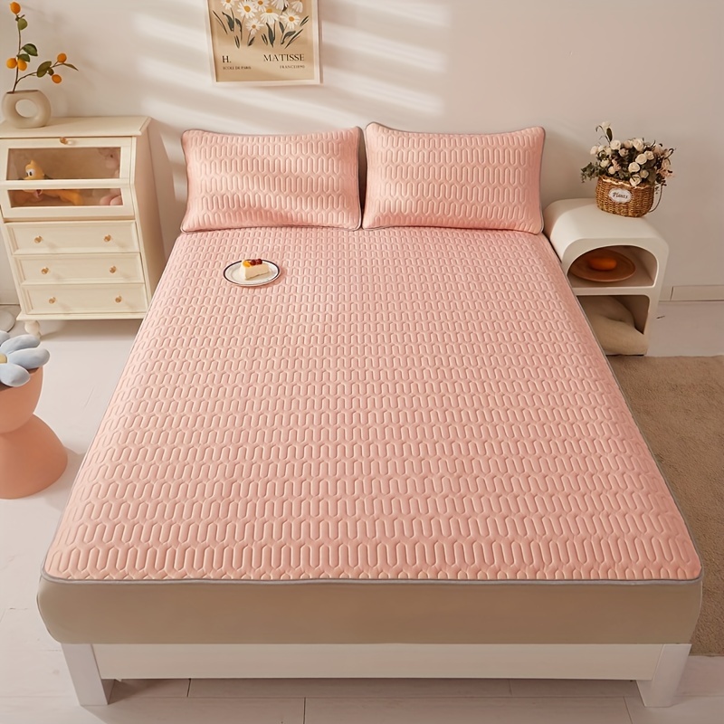 3pcs   cool latex mat latex mat 1 pillowcase 2 no core breathable soft solid color mattress set bedroom dormitory hotel bedding set 1