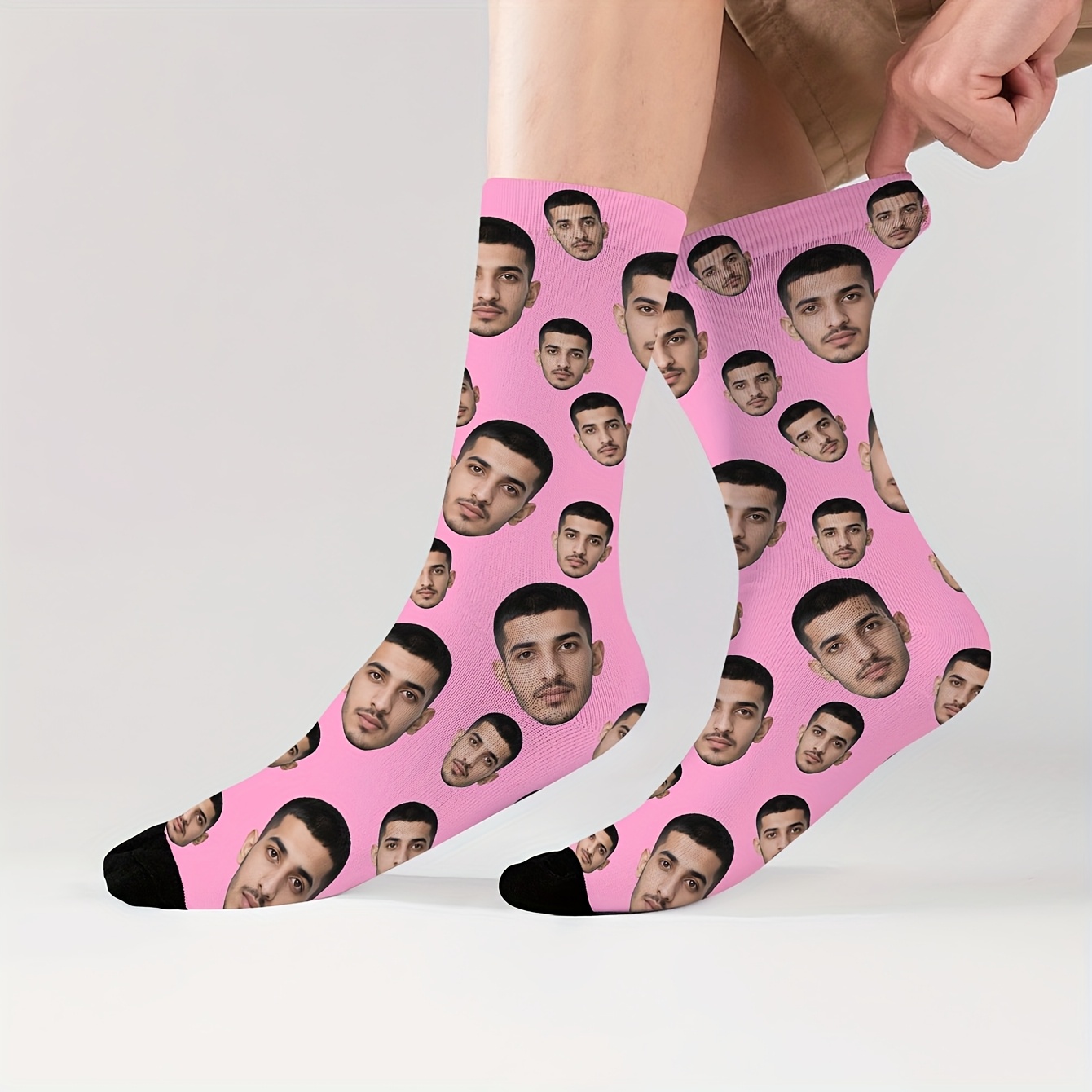 TEMU 1 Par de Calcetines Personalizados con Cara, Calcetines con Foto Personalizada, Calcetines con Estampado Personalizado, Impresión de Cualquier