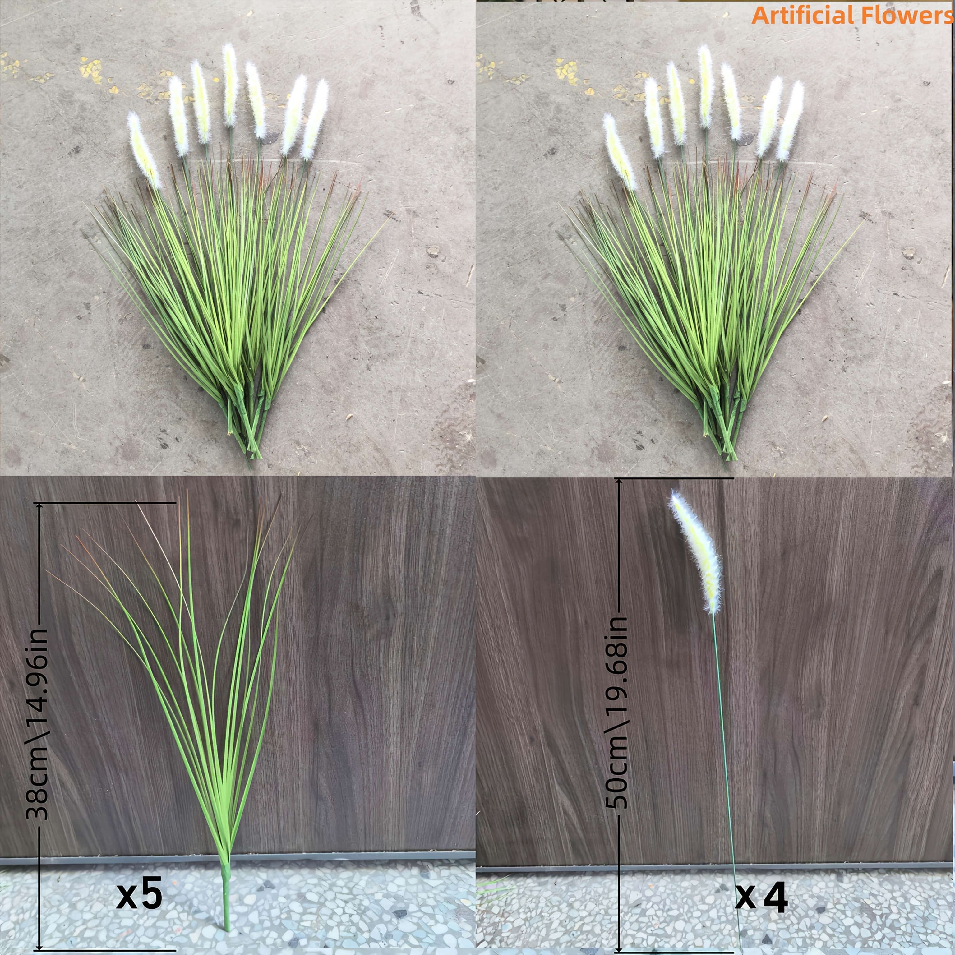 TEMU Herbe Queue de Puff Entretien, 4pcs Herbe Queue de Blanche et 5pcs Petites Herbes , Fleurs Décoratives Résistantes au Soleil pour l'Extérieur,