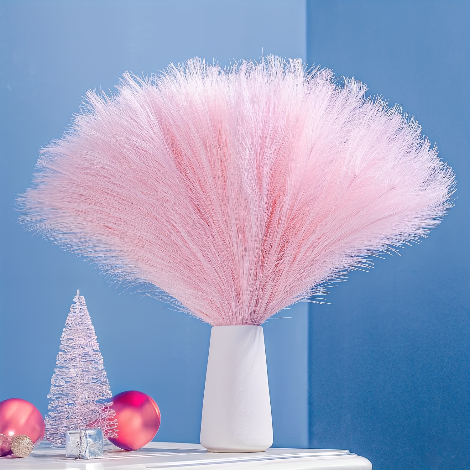 TEMU 28pcs Artificial Pampas Grass Christmas Decorations, Christmas Tree Christmas Gift Decorations, Pink Christmas Tree, Christmas Decorations