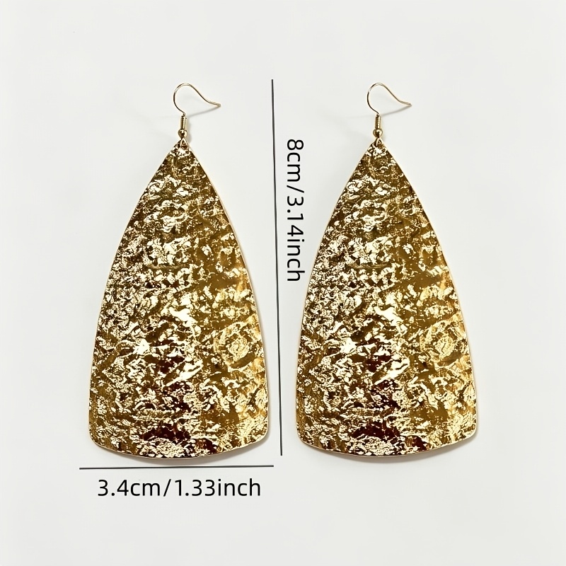 2pcs Women's Exaggerated Glossy Hammered Geometric Triangle Earrings