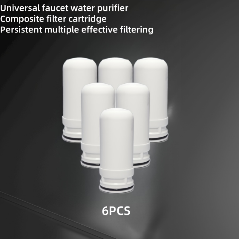 Faucet Water Purifier Filter Cartridge Universal Specifications Size Ceramic Composite Filtration, Faucet Water Filter Replacement Filter Cartridge, 6pcs, Recommended To Replace 3 Months