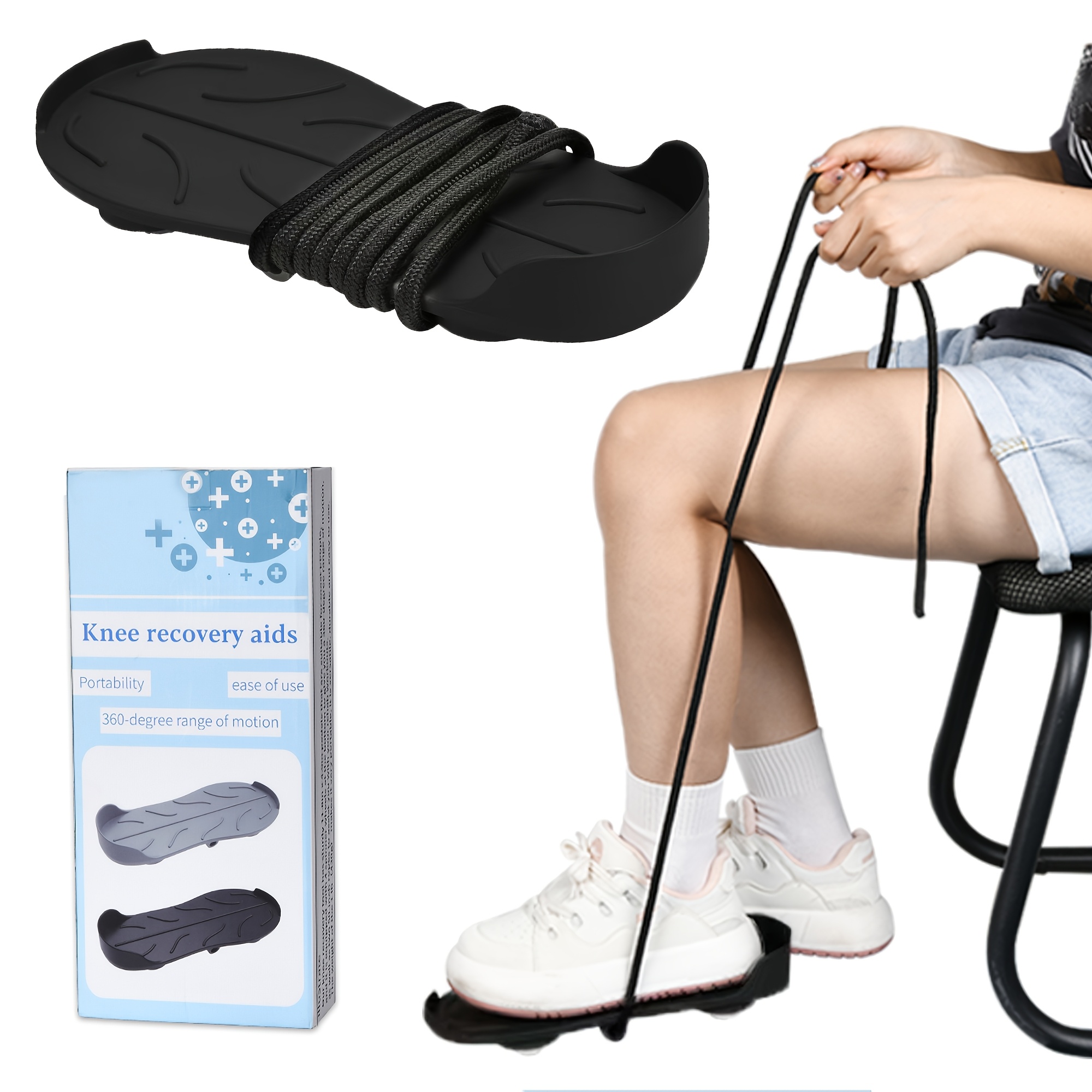 TEMU Knee Joint Recovery Aid With Assistance Cord And Universal Wheel, Used For Knee Joint Replacements, Replacements, Acl/ Pcl, Etc. , Easy To Carry