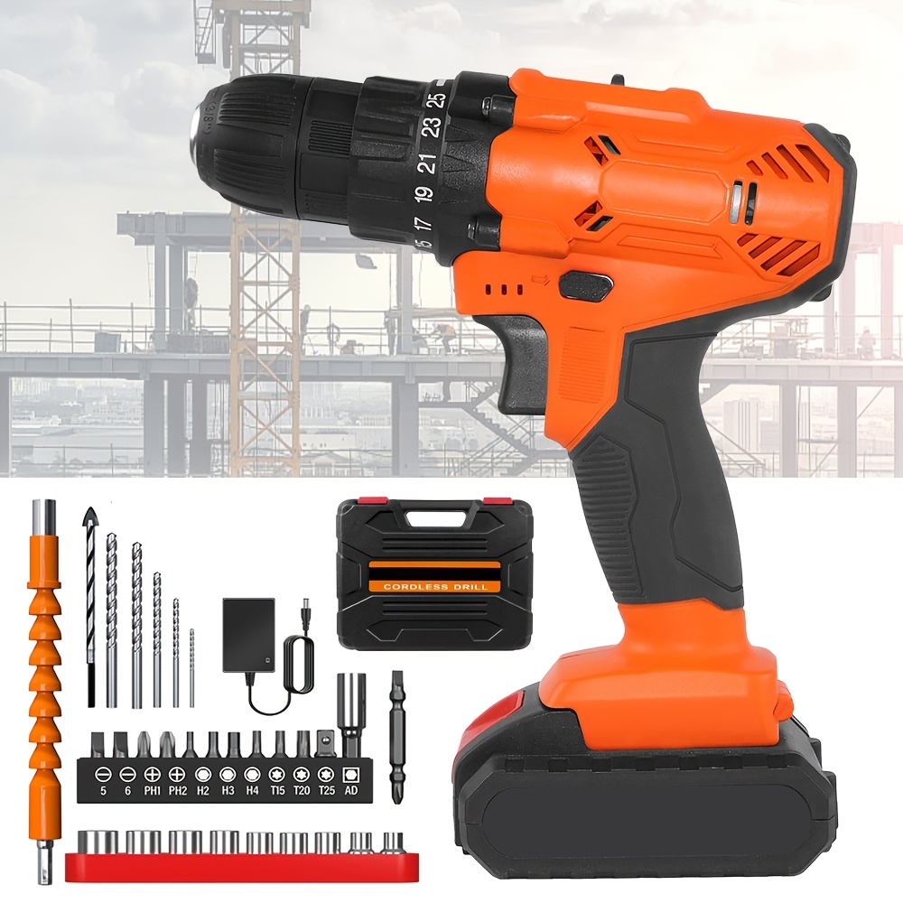 Drill Set - Cordless Drill Kit Electric Screwdriver Tool With Battery, Charger, Storage Case And 29pcs Drill Driver Bits/screws - Upgrade Motor, 3/8'' Keyless , 2 Variable , 25+1 Torque Setting