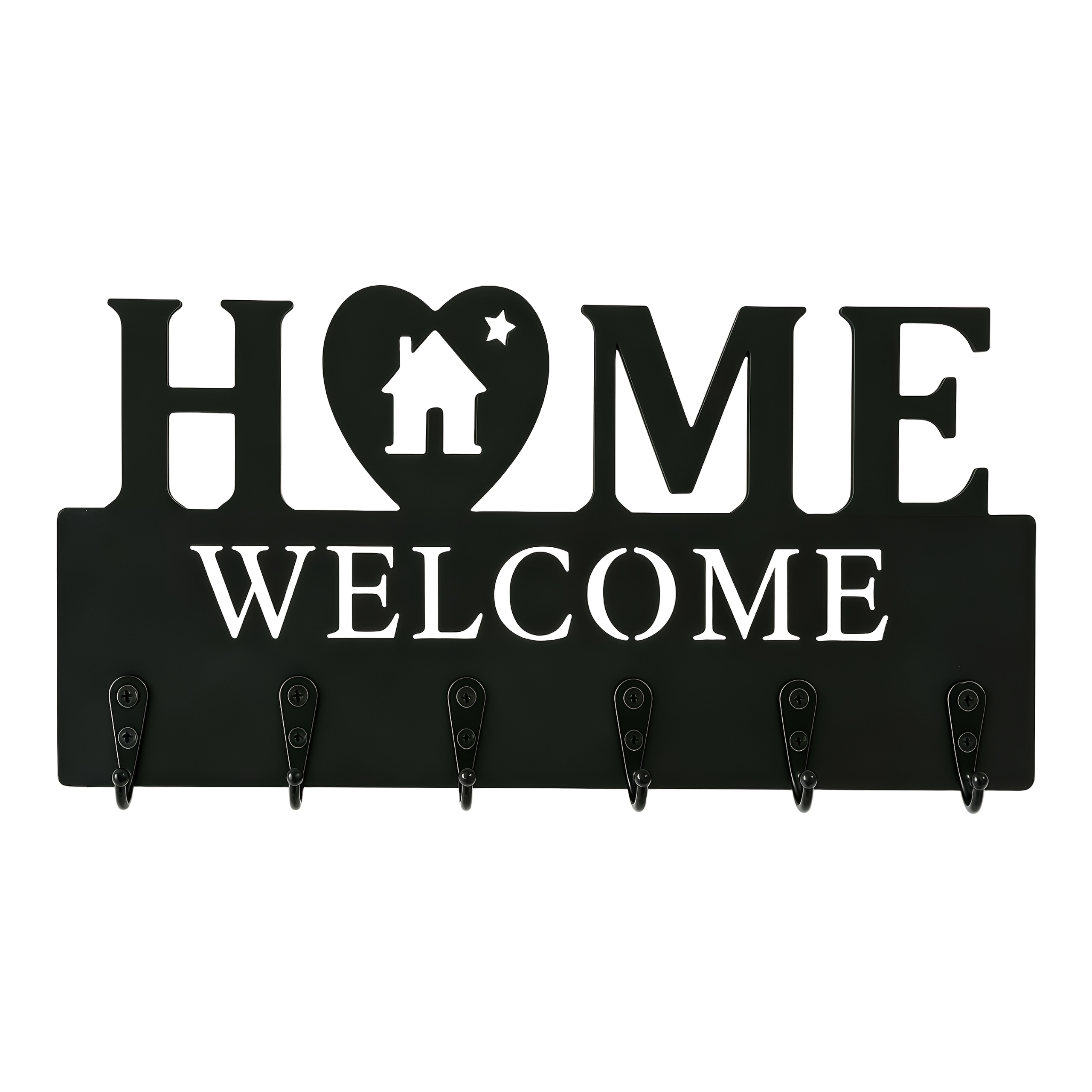 TEMU Support mural en bois 2D avec 4 crochets en métal, panneau de , entrée, style ferme, nouveau , décoration rustique 6X12 pouces