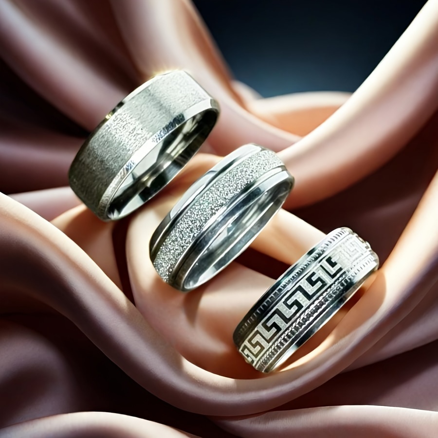 Image of 3pcs Fashionable Minimalist High-end Men's Everyday Wear 201 201 Stainless Steel Ring