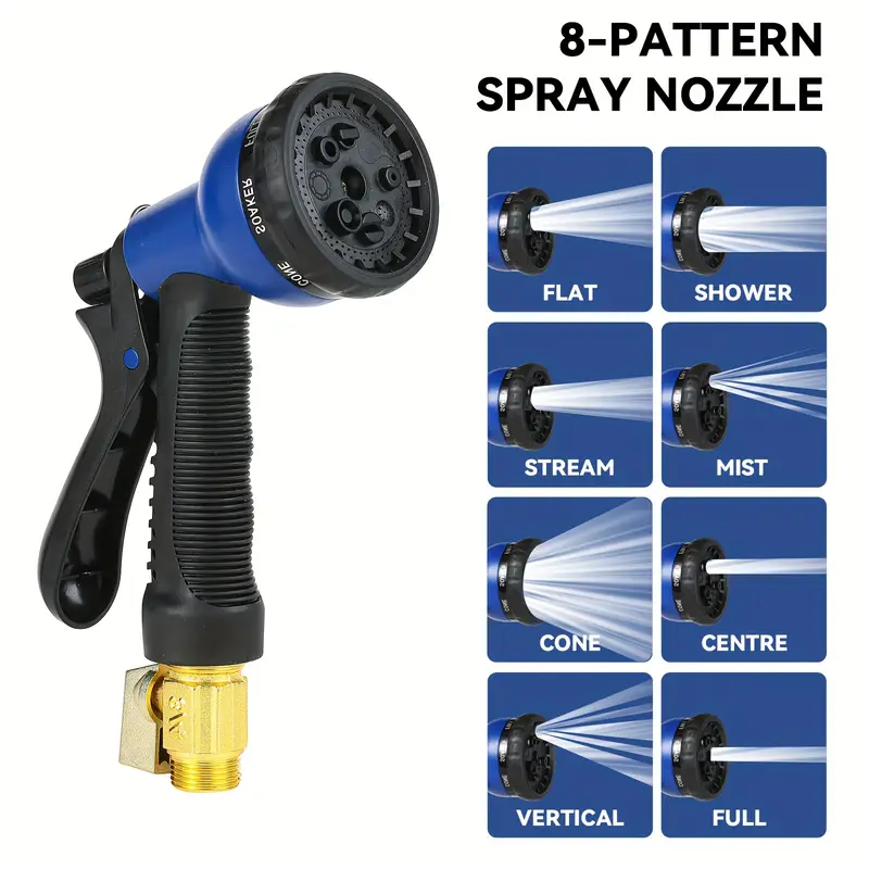 100ft garden hose with 10 function high pressure spray nozzle lightweight water hose for yard leakproof design durable rubber material with 3 4 solid brass fittings water hose for yard lawn car wash outdoor use 25 50 75 100ft Product details 2