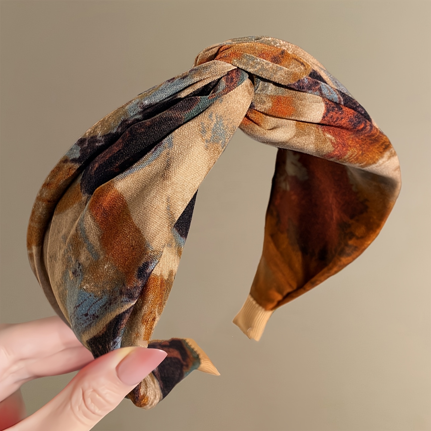 Image of Retro Tie-dye Fabric Headband, 2 Retro Colors From, Wide-edge Hairpin, Elegant And Simple Women's Outer Headband, Versatile Hair Accessory For Women