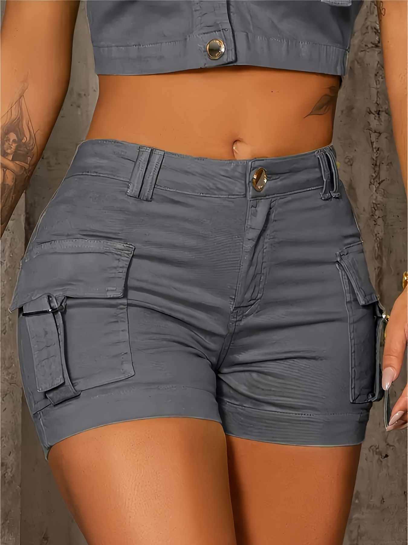 Women's Casual Cargo Shorts High Waist Loose Fit Outdoor Jean Short Pants  with Pockets Summer Comfy Hiking Denim Shorts at  Women's Clothing  store