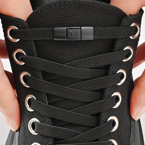 1 Pair of Shoe Laces, 2 Elastic Bands and 2 Buckle, Elastic Shoe Laces Solid Color Classic Shoe Laces Suitable for Casual Shoes Sports Shoes