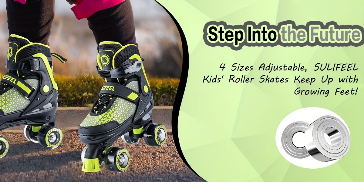 Girls Boys Kids Roller Skates With Light Up Wheels Adjustable 4 Wheel Skateboarding Shoes, Safe And Fun Kids Roller Skates For Indoor And Outdoor Sports, Best Birthday Christmas Gift For Kids