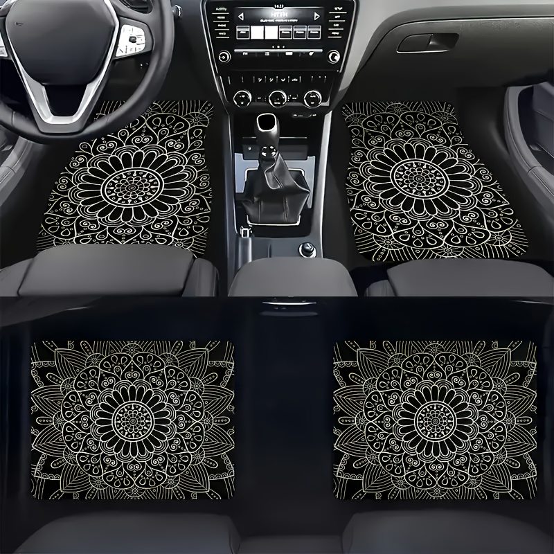 

4pcs Mandala Print Car Floor Mats, Complete Set Of Non-slip Carpets, Car Parts Front And Rear Carpets