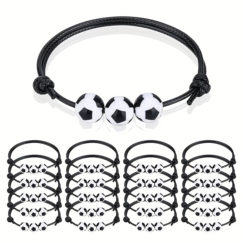 TEMU Juego de 12/20 pulseras de fútbol de cuerda de ajustables estilo deportivo, pulseras de fútbol elegantes tejidas a con dije, adecuadas para uso