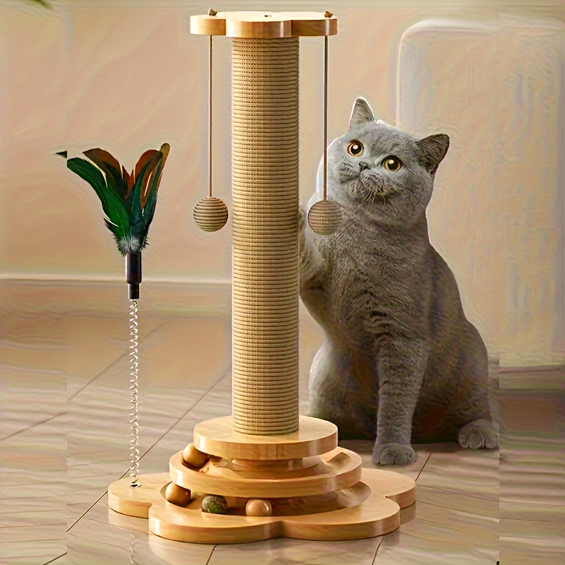 

1pc Wood Cat Cat Scratching 2 And 4 Wood , Cat , Cat Scratching , Cat , Sisal Cat Stand