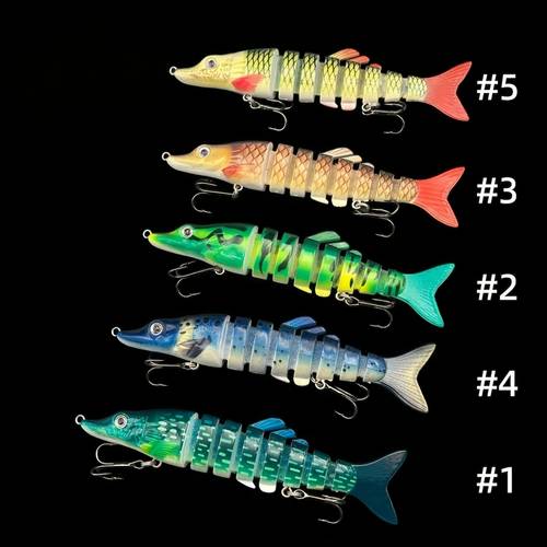photo de l'article leurre de pêche swimbait multi-articulés 1 pièce, appât réaliste à coulage pour et le brochet, leurre dur segmenté en abs durable pour et eau douce