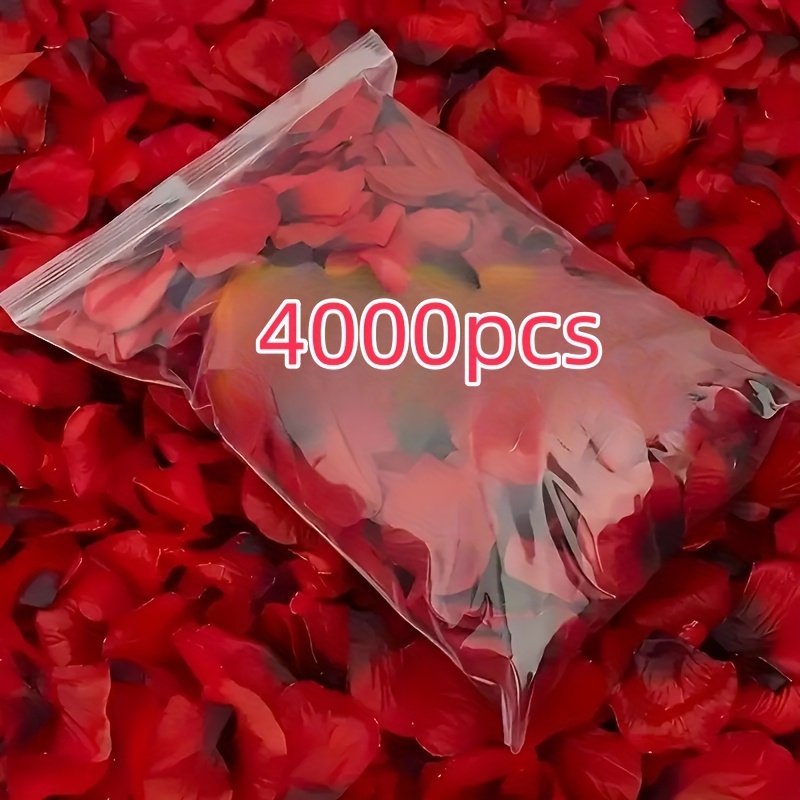 4000pcs Red Rose Petals, Artificial Petals, Suitable For Romantic Nights, Weddings, Events, Parties, Valentine's Day Decoration, Romantic Wedding Party Decoration