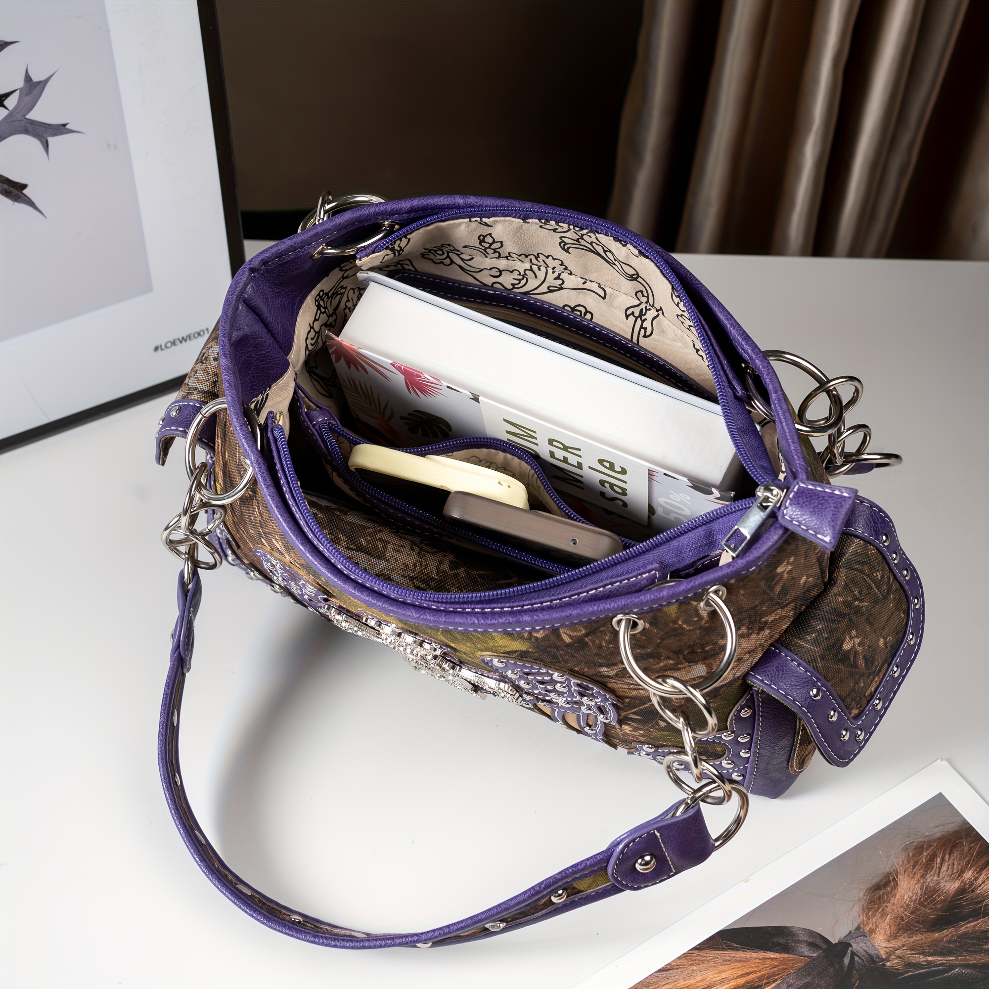 Camo Cowgirl Trendy Purses Camouflage Cross Wings Western Style