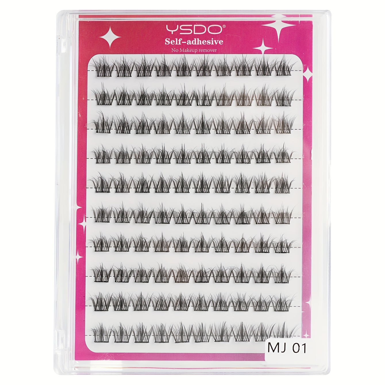 TEMU Ysdo Self-adhesive False Eyelash Extensions 100 Clusters Diy C Natural Look 0.07mm Thickness Transparent Jelly Gel Stem For Easy Application Beginner Friendly Daily Korean Makeup