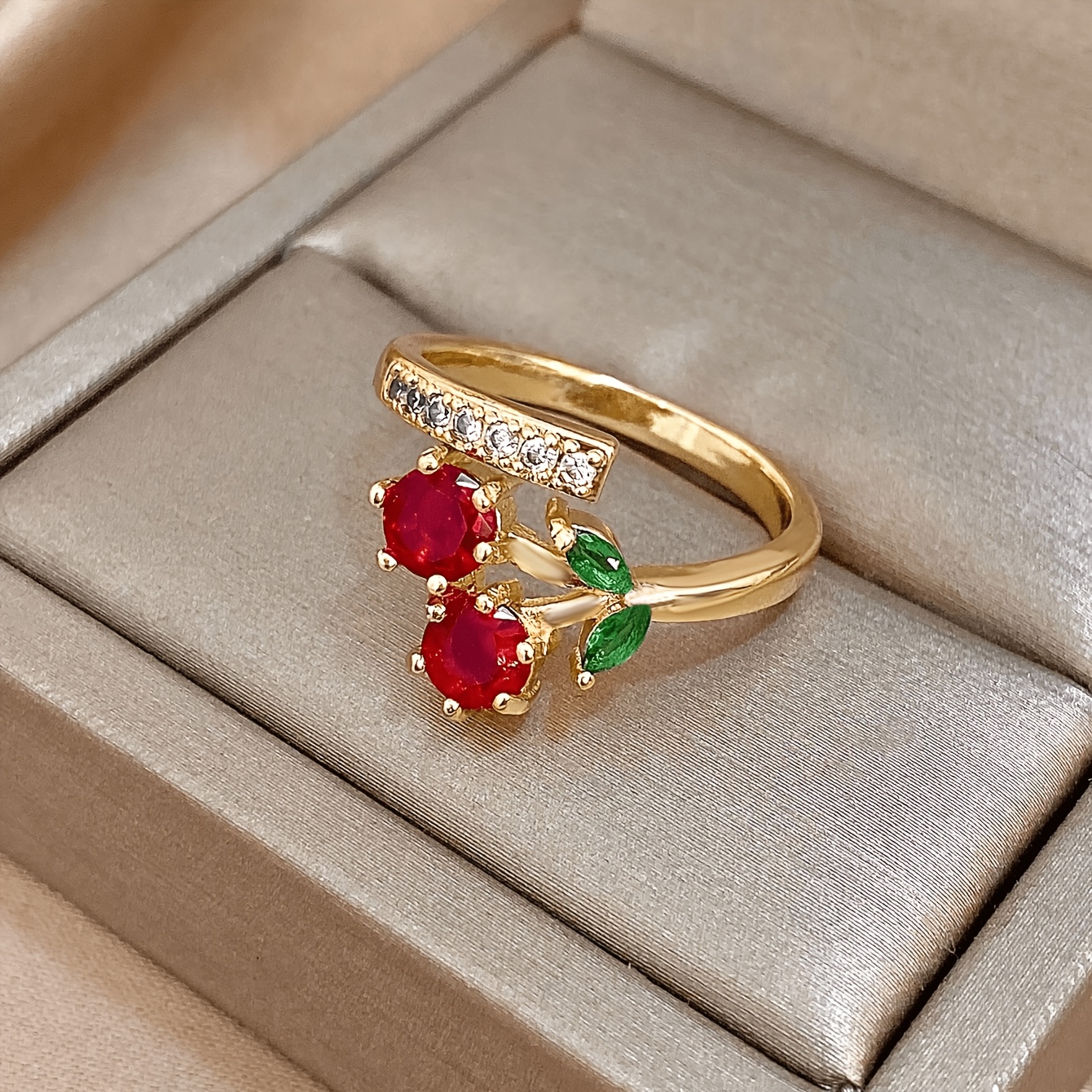 1pc Cute And Simple Cherry-shaped Ring, 2026 Summer Trend Item, Rustic Pastoral Style , An Ideal Holiday Gift