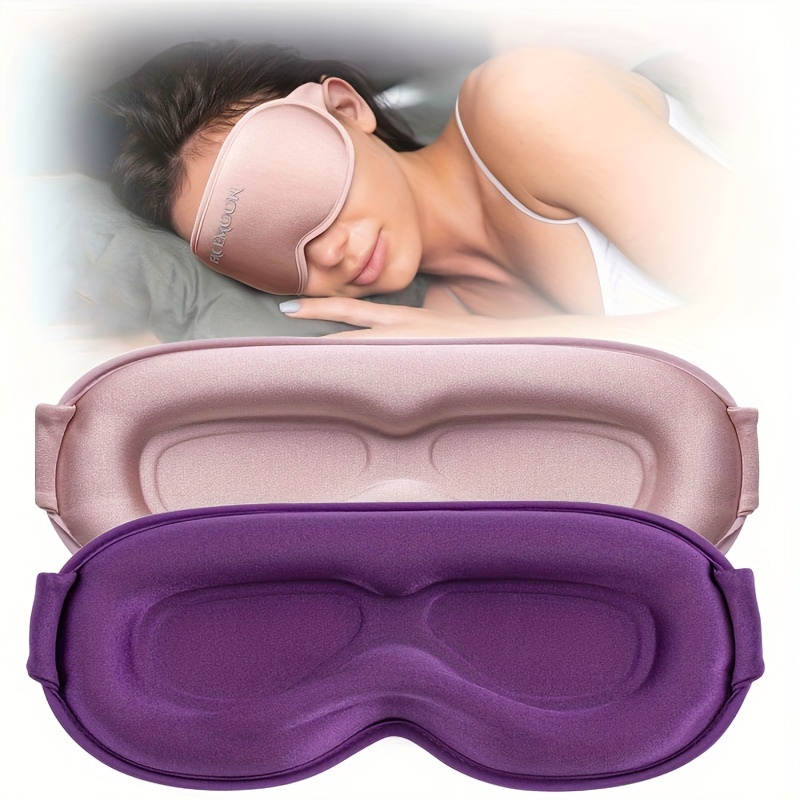 

Weighted Eye Mask For Sleeping, Sleep Mask For Side Sleeper, Women Men Blackout Blindfold (2 Pack), 3d Eye Cover For Lash Extensions, For Meditation, Airplane, Travel, Pink, Purple