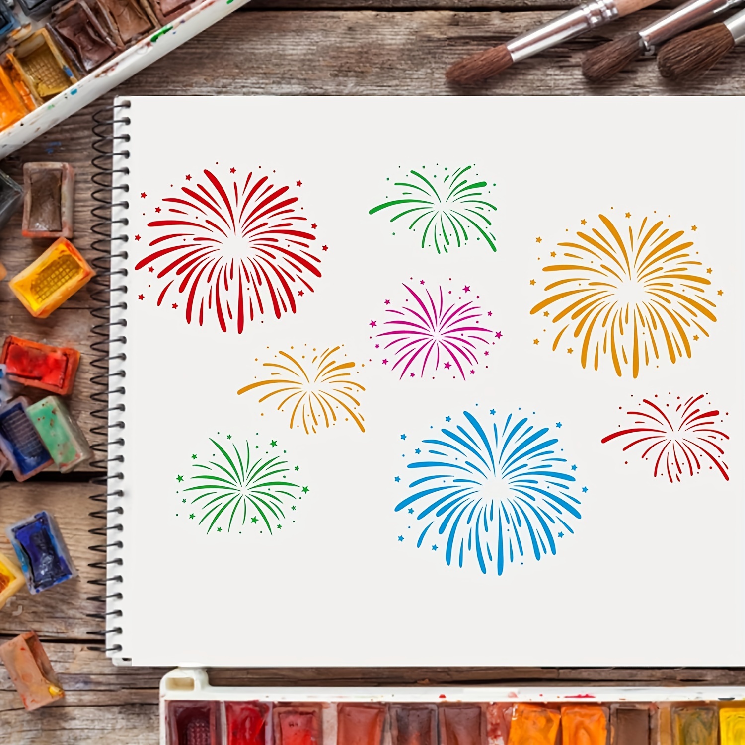 Fireworks Stencils Fireworks Pattern Stencil Plastic - Temu