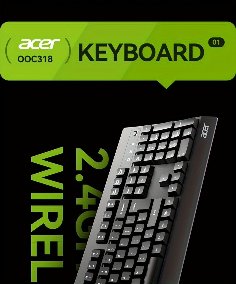 [ACER Genuine Product] High-Efficiency Wireless Keyboard And Mouse Set, Ultra-Slim Keyboard Paired with Silent Mouse, 2.4G Receiver Plug And Play, Responsive Tracking, Long-Lasting Power, Enhance Office Efficiency