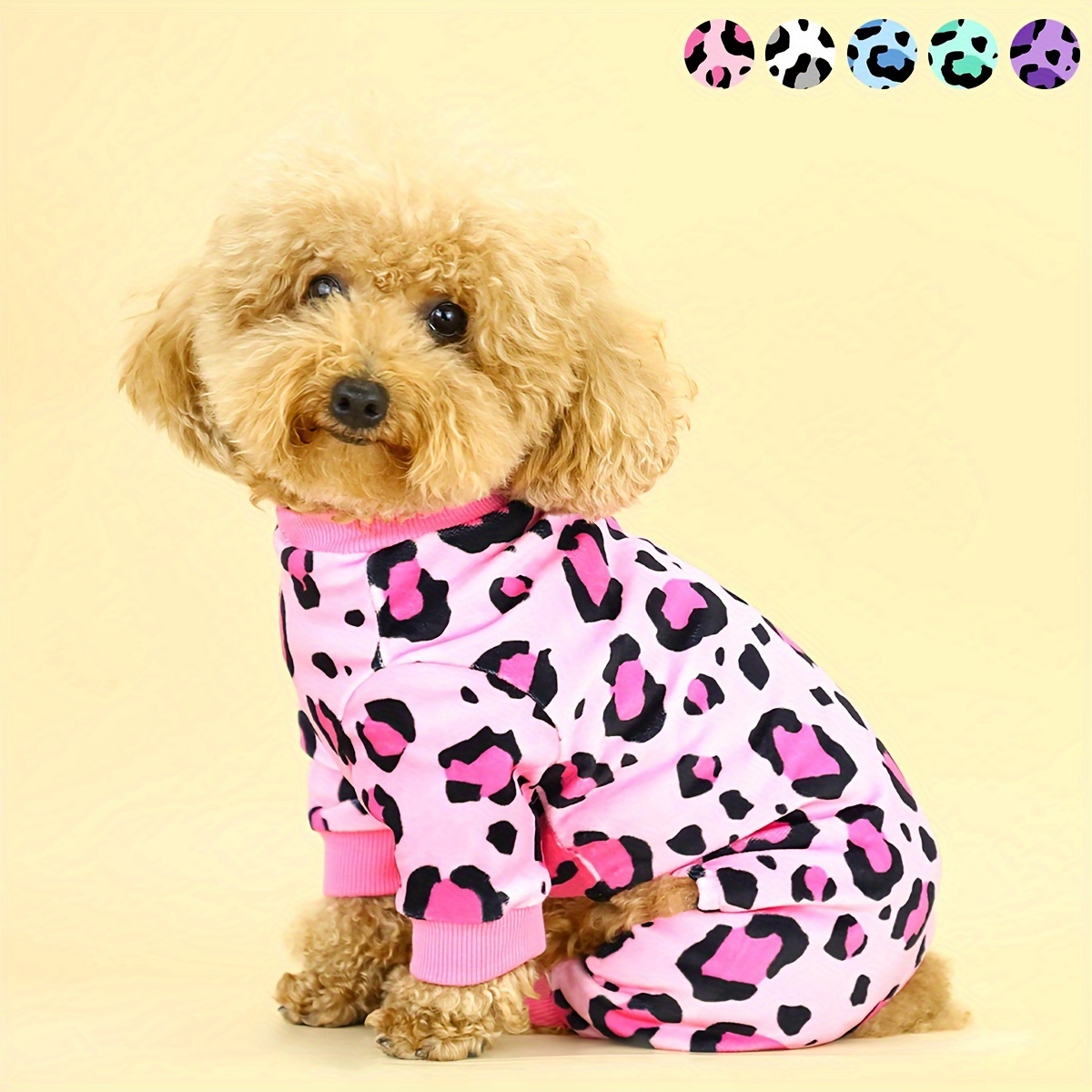 Dog Jacket Dog Clothes Dog Fleece Pyjamas Cozy Leopard Print Dog