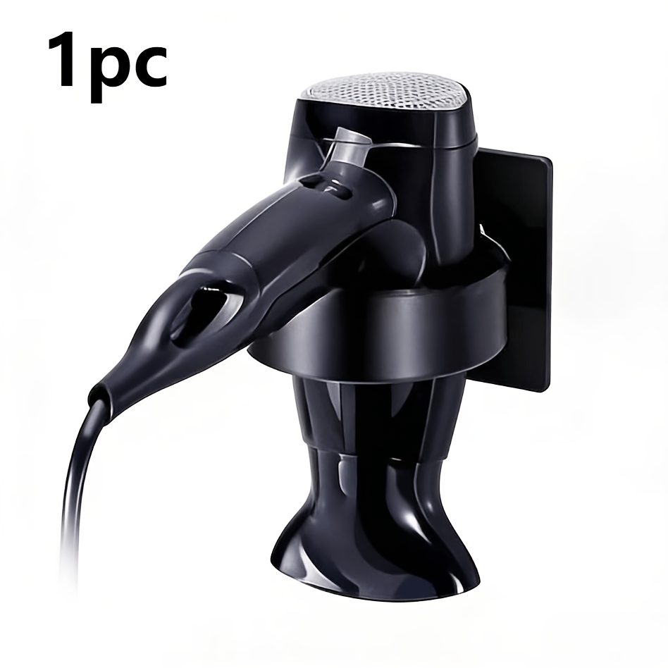 TEMU Soporte multifuncional para secador de pelo de pared sin perforación, estante de pared para secador de pelo, soporte auxiliar con gancho para