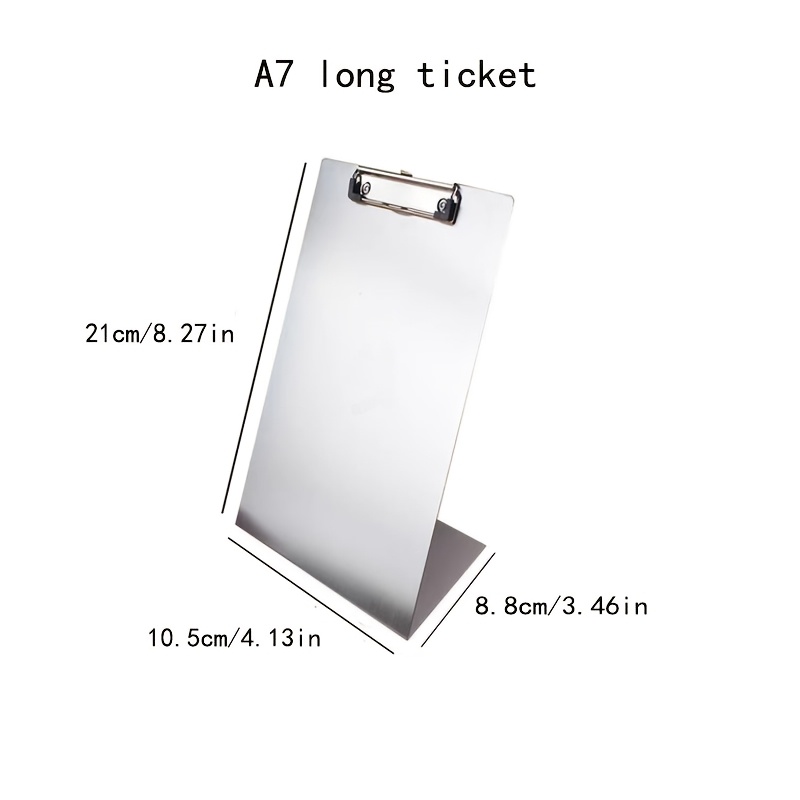 TEMU Tablette à rabats en acier inoxydable robuste avec clip, planche de présentation , clip pour de restaurant, clip pour menu, bloc d'écriture,
