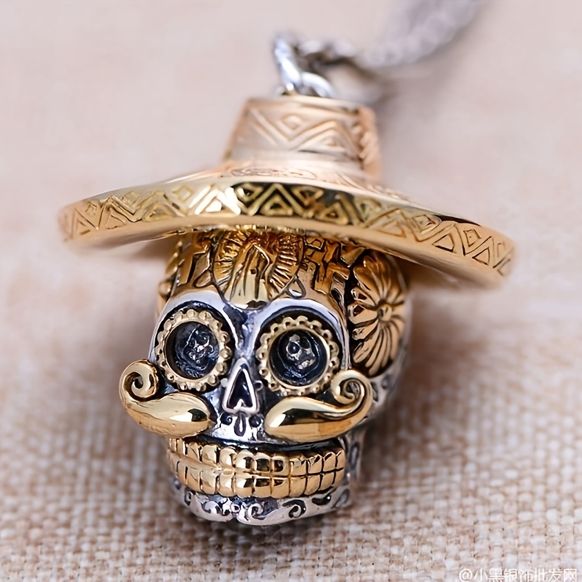 TEMU 1pc Individual Exquisite Gothic Mechanical Skull Pendant Necklace, Suitable For Men's Autumn Winter Daily Casual Gathering Party And Other