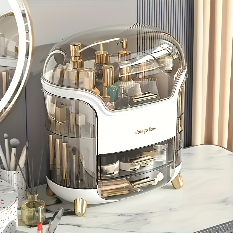 versatile cosmetic organizer with drawers durable plastic storage box for makeup skincare and stationery multi compartment holder for brushes lipsticks and beauty products portable desktop organizer with polished   Product details 5
