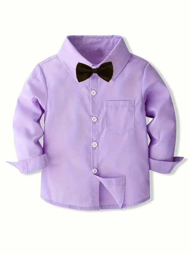 boys lavender dress shirt bow tie long sleeve button non - Temu Denmark boys lavender dress shirt bow tie long sleeve button non - Temu Denmark