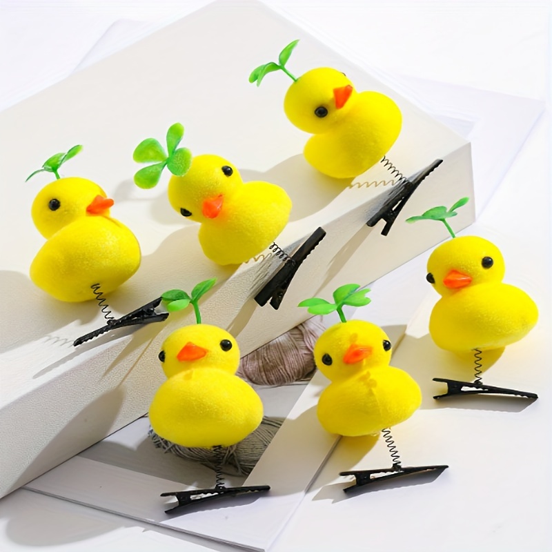 6pcs Cute Yellow Duck Hair Clips - Cartoon Animal Spring Barrettes For, Fun & Adorable Hair Additions