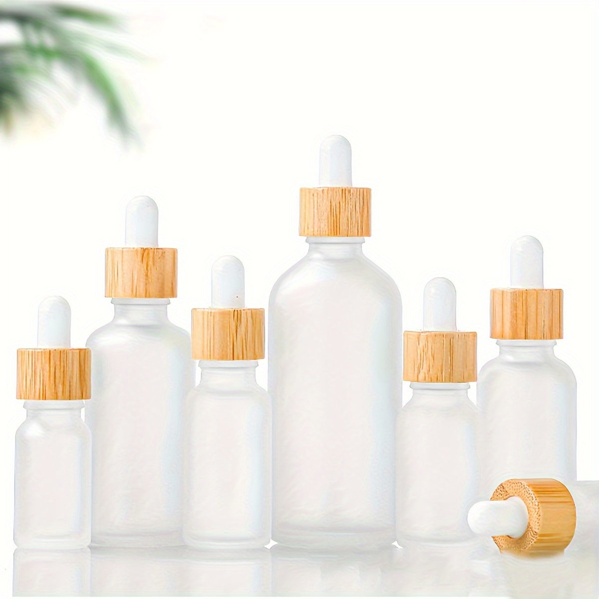 

1pc Frosted Glass Dropper Bottle With Bamboo Lid - 30/50/100ml, Fragrance-free, Ideal For Essential Oils & Skincare Samples, Travel