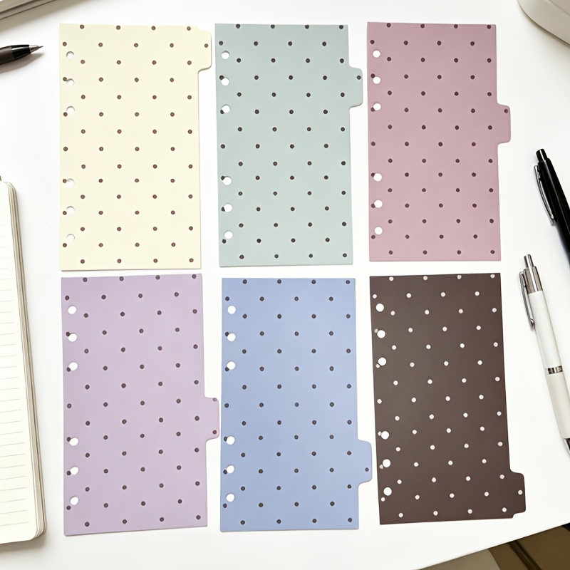 TEMU Polka Dot Pp Divider With 6 Holes For Loose-leaf Binders, Macaron A6 Journal Refill Wholesale Divider Sheets