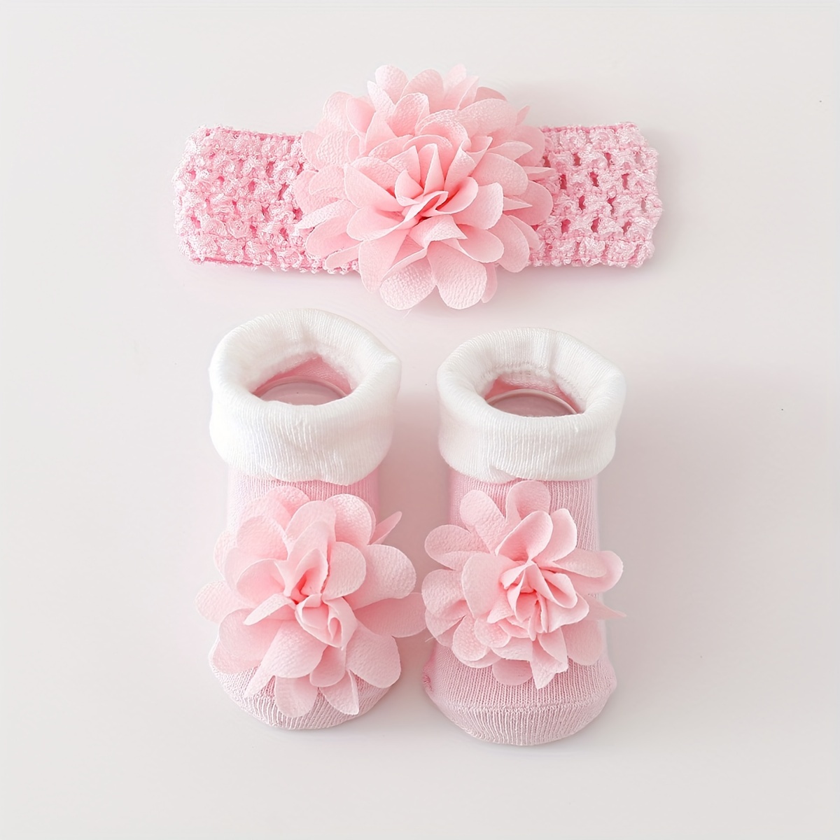 Image of 1 Pair Baby Floral Socks And 1pc Baby Mesh Headband
