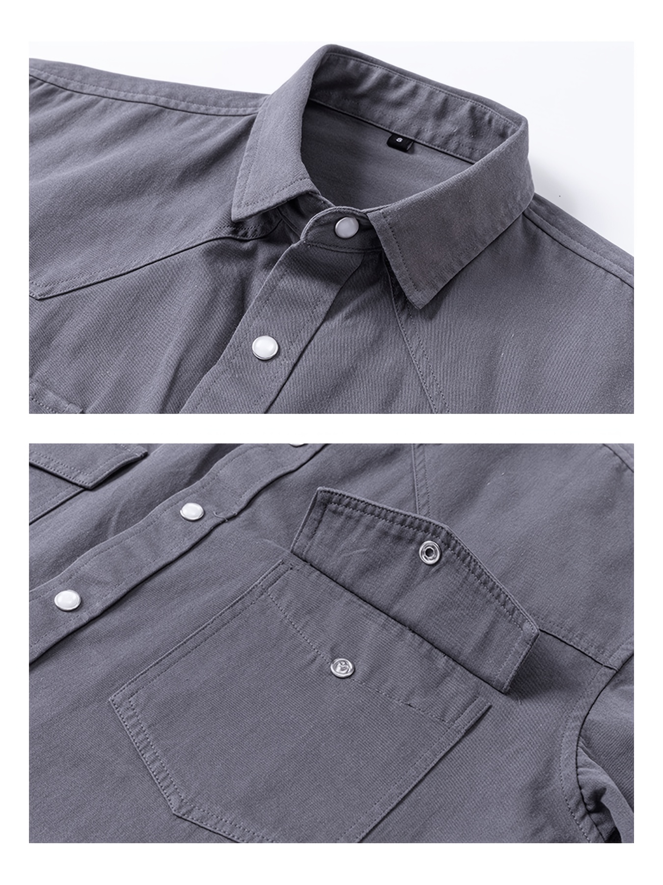 Men's American Workwear Style Shirt Jacket with Snap Buttons, Dual Chest Pockets, Structured and Well-Fitted. Soft and Breathable, Can Be Worn Alone or Layered. Versatile Basic Long-Sleeve Top for Daily Commuting, Work, Dates, and Weekend Casual Wear