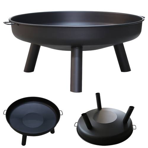 large heavy duty iron fire pit bowl outdoor use with 3 sturdy legs and handles anti rust and heat resistant paint surface detachable carbon steel pads suitable for gardens camping beach parties
