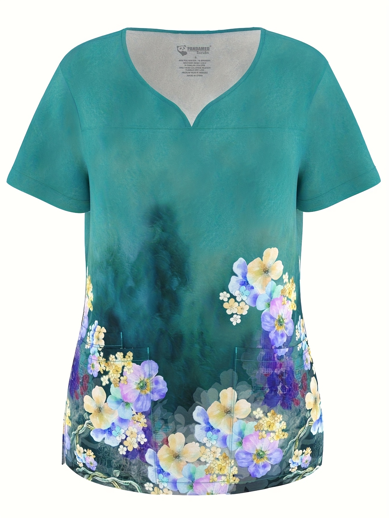 Stretch V-Neck Nursing Scrubs Top Moisture-Wicking & Odor-Control Durable Uniform For Hospitals & Clinics.
