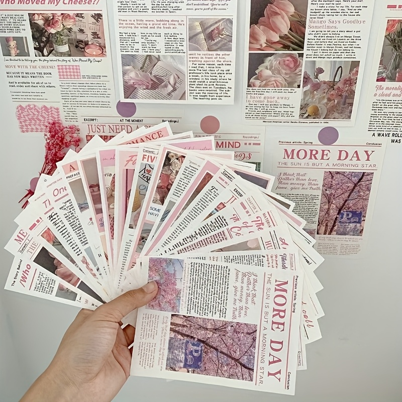 Temu Scrapbooking Decorative Aesthetic Paper, Material Paper In Instagram Food & Landscape Style, Diy Stickers For Notebook Accessories, Junk Journal-image