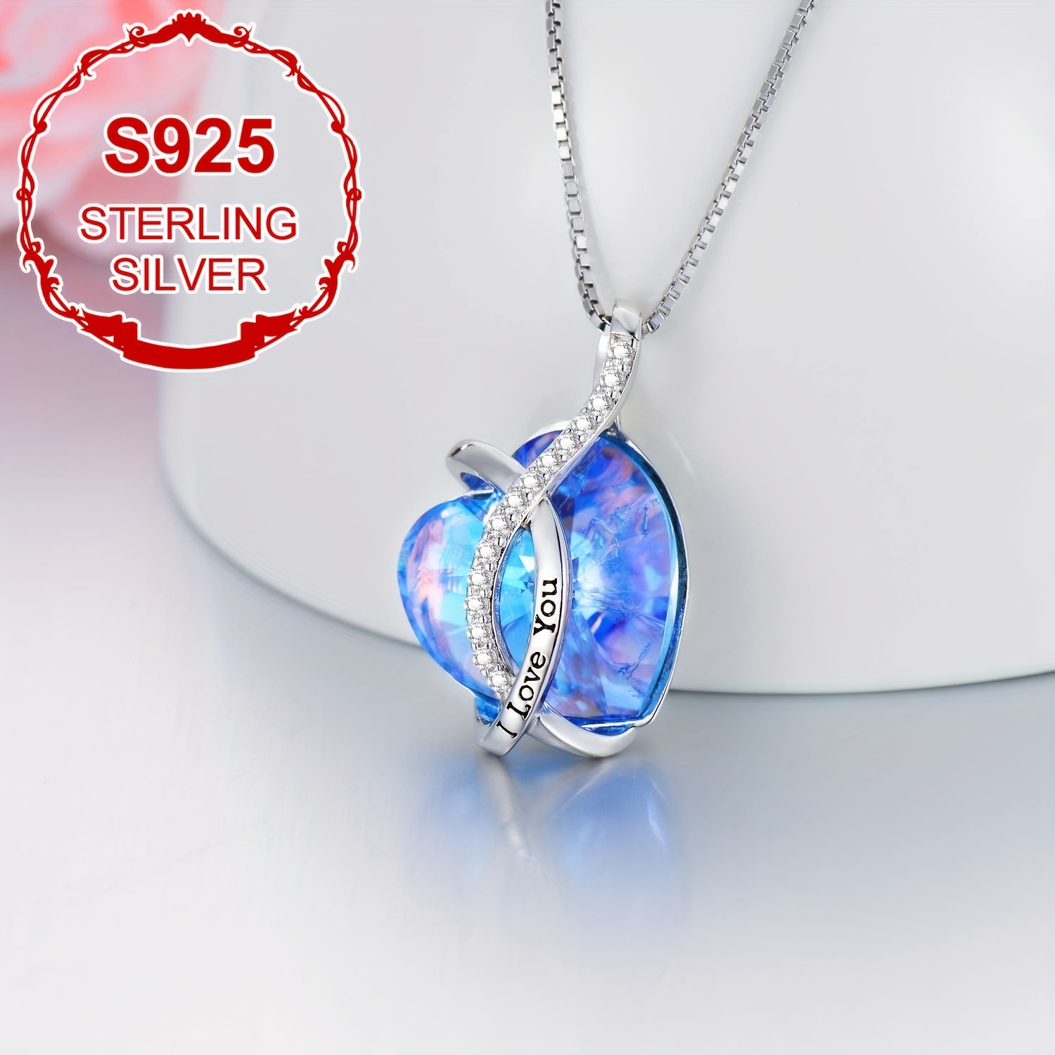 12 Birthstone Love Necklace with Artificial Crystal