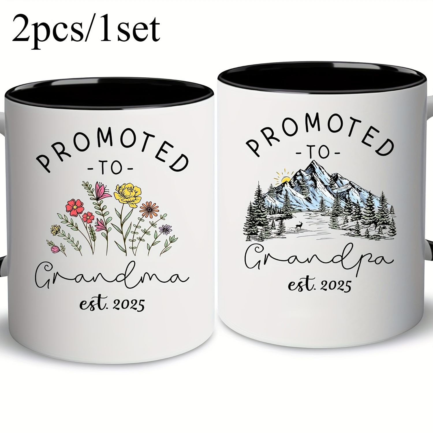 

2pcs/ 1set To Grandparents 2025 Mug Set - New Grandparents 2025 - Grandparents Announcement , Announcement, New