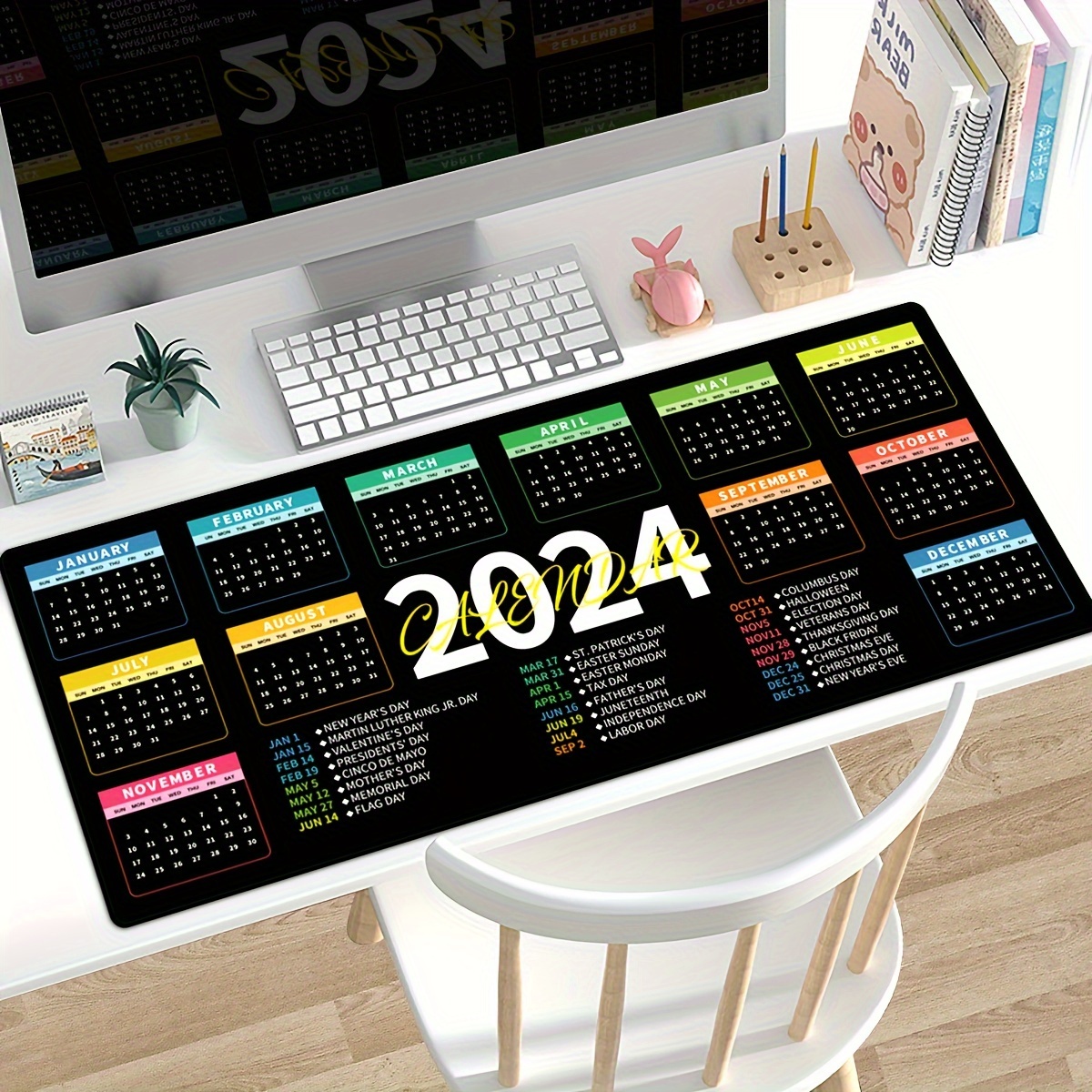 2024 Year Desk Pad Calendar Gaming Mouse Pad Non slip - Temu