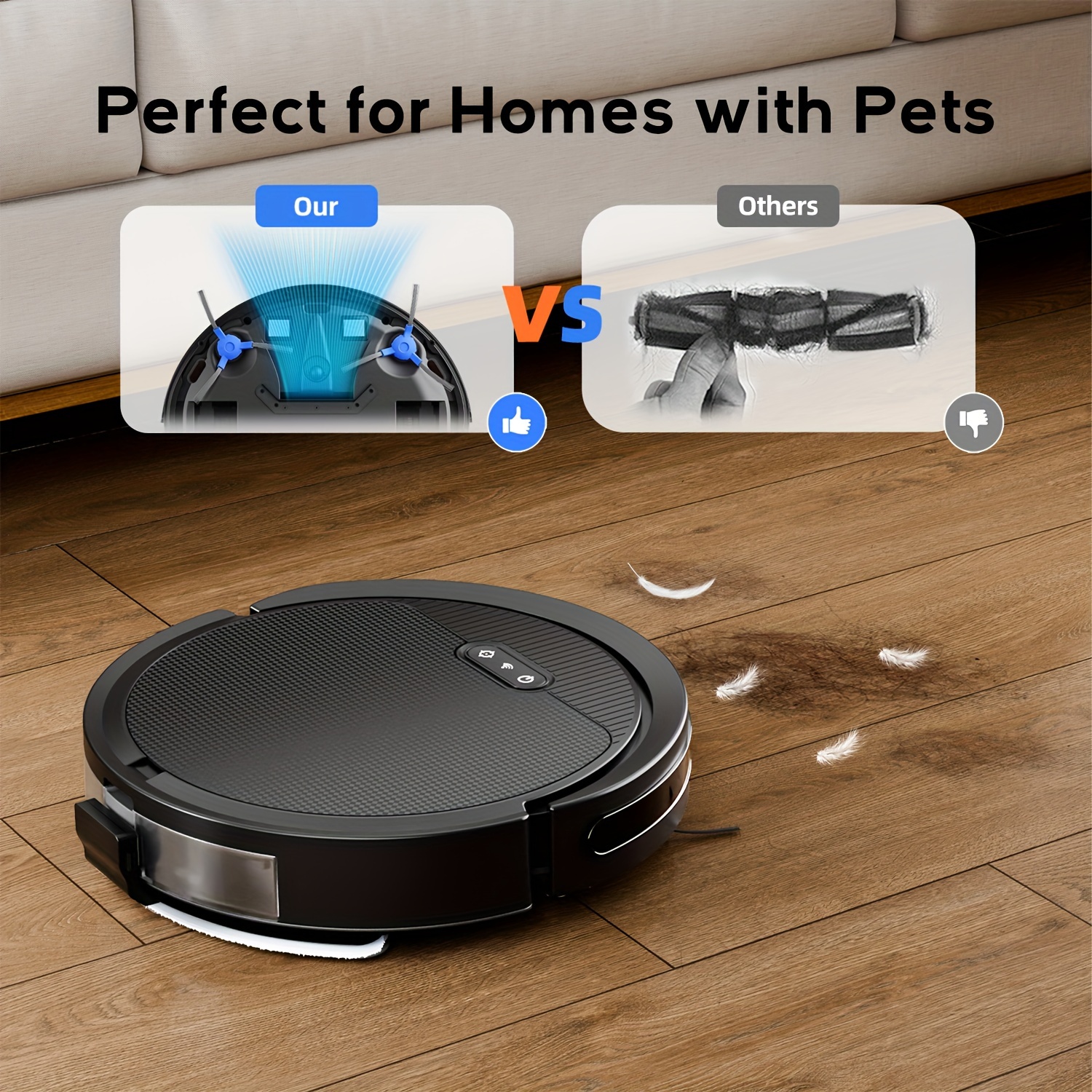 

Robot Vacuum Cleaner, Strong Suction, 120 Mins , Slim, Automatic Self-charging, Robot Vacuum And Mop Combo, Wi-fi/app/ Control, Ideal For Pet Hair Hard Floor And Daily Cleaning, Black