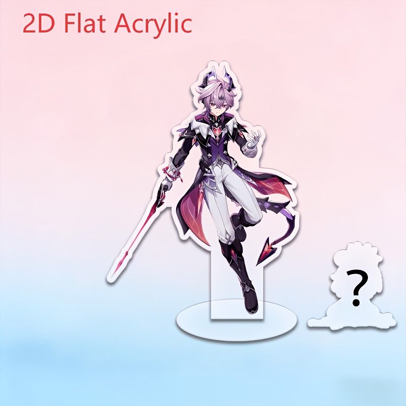 TEMU 2d Flat - 1 2d Anime Acrylic Desktop Model, With 1 Random Keychain, Desktop Decoration, Durable Acrylic Material, Very Suitable For Collectibles