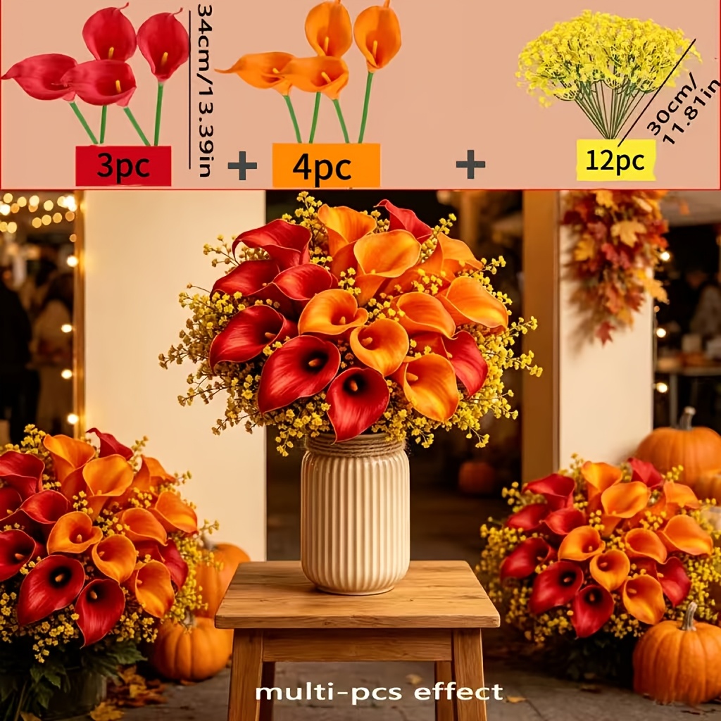 TEMU 19pcs Premium Artificial , Perfect For Autumn, Valentine's Day, Bridal , Creation, Event Planning, Party Home Fake Flowers Table Centerpiece And