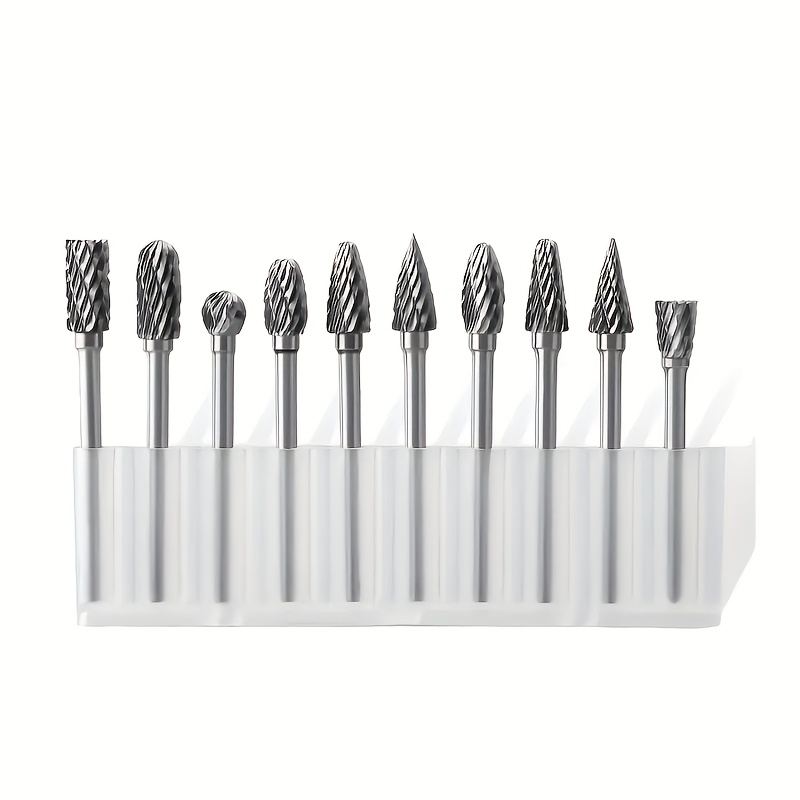 Image of 10pcs Box Carbide Carbide Burr Set | Alloy Steel | Compatible With Rotary Tools Metal Synthetic Gemstonestone - Handheld & Welding Use